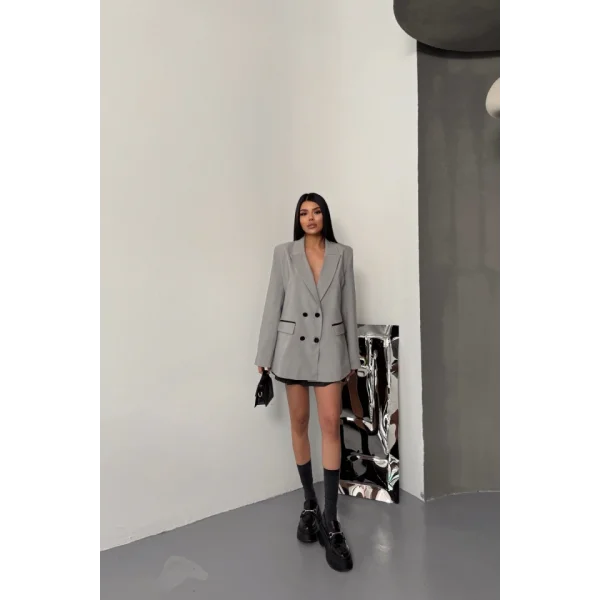 TASARIM CEKET KAPLAMA DÜĞMELİ - Gri