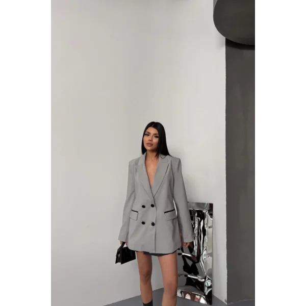 TASARIM CEKET KAPLAMA DÜĞMELİ - Gri