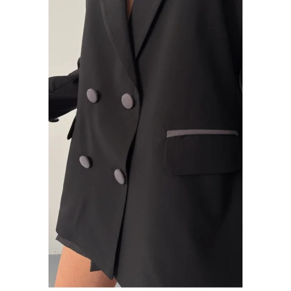 TASARIM CEKET KAPLAMA DÜĞMELİ - Siyah