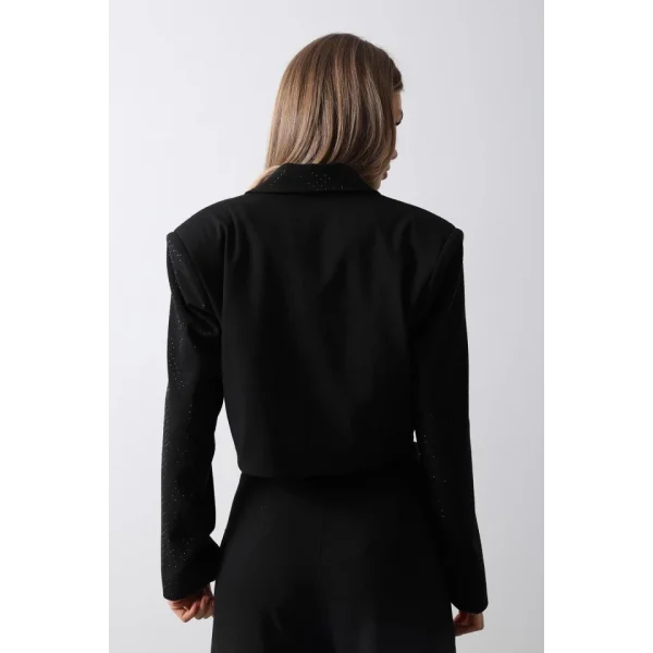 Taşlı Crop Ceket  iyah