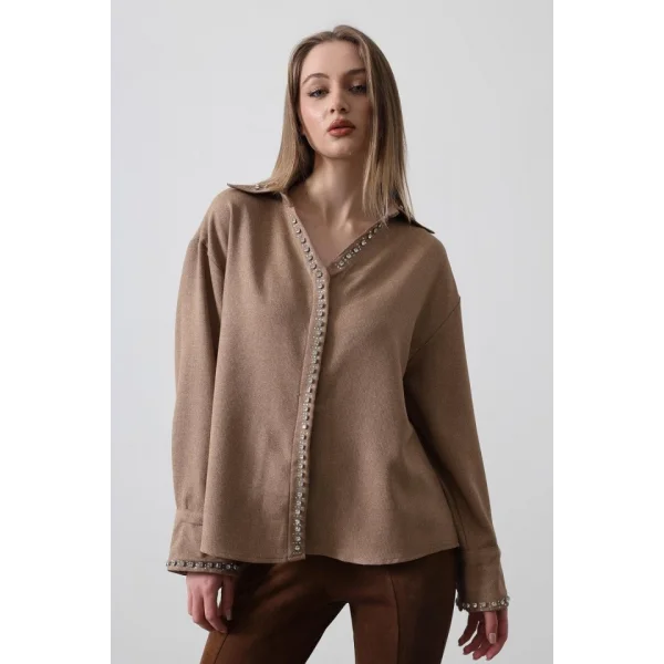 Taşlı Gömlek  Bej