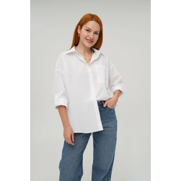 Tek Cepli Ekru Gömlek