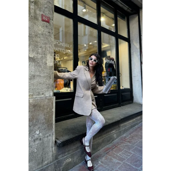 TEK DÜĞE CEKET ŞANE KUAŞ  Bej