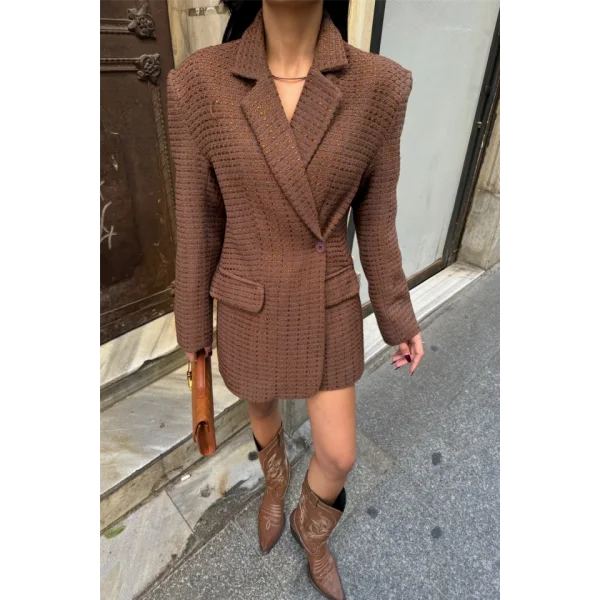 TEK DÜĞE CEKET ŞANE KUAŞ  Kahverengi