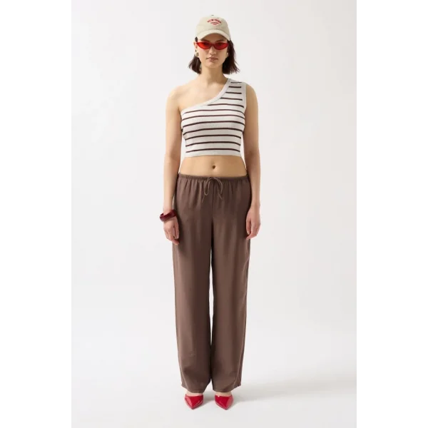 Tek Omuz Çizgili Crop