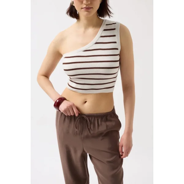 Tek Omuz Çizgili Crop