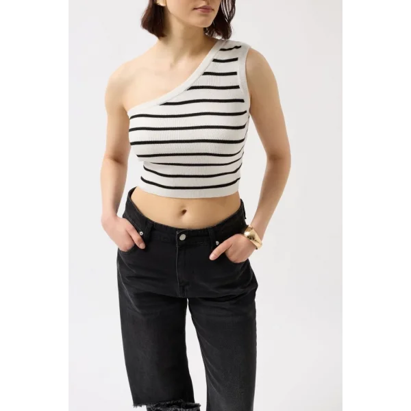 Tek Omuz Çizgili Crop