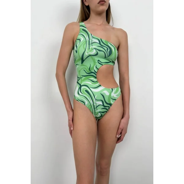 Tek Omuz Desenli Mayokini