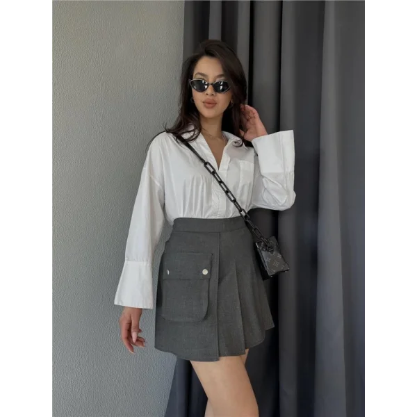 TENİS ETEK BÜYÜK CEP DETAYLI - Antrasit