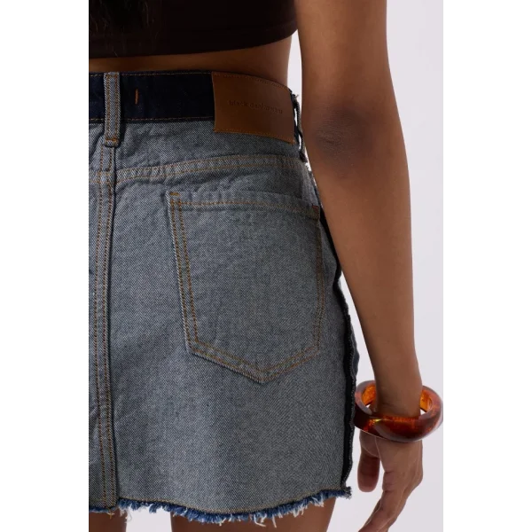 Ters Detay Denim Mini Etek