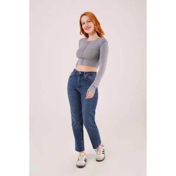 Ters Dikişli Basic Antrasit Body Bluz