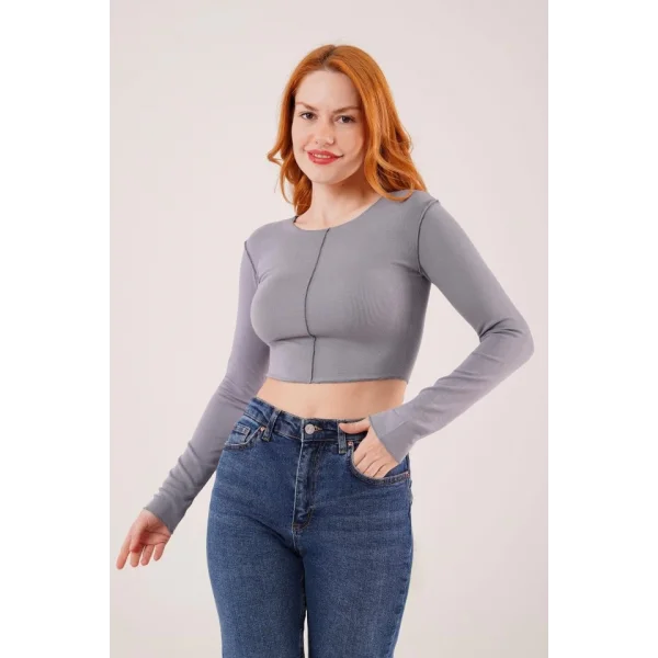 Ters Dikişli Basic Antrasit Body Bluz