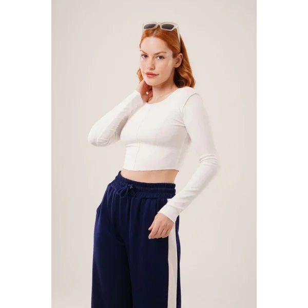 Ters Dikişli Basic Beyaz Body Bluz