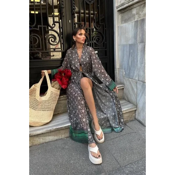 Thalia Desenli Şifon Kimono 5155-08