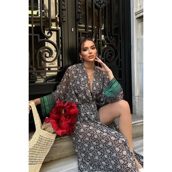 Thalia Desenli Şifon Kimono 5155-08