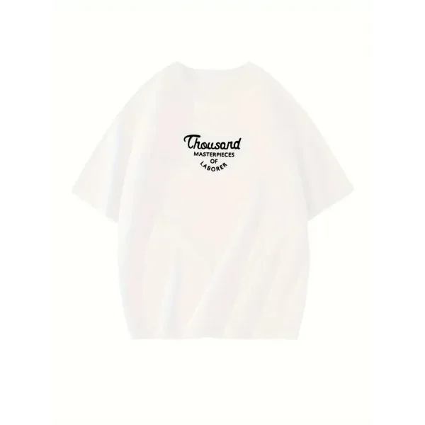 Thousand Ön Arka Baskılı Oversize Bisiklet Yaka T-shirt - Beyaz