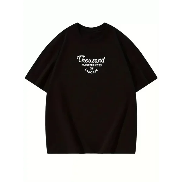 Thousand Ön Arka Baskılı Oversize Bisiklet Yaka T-shirt - Siyah