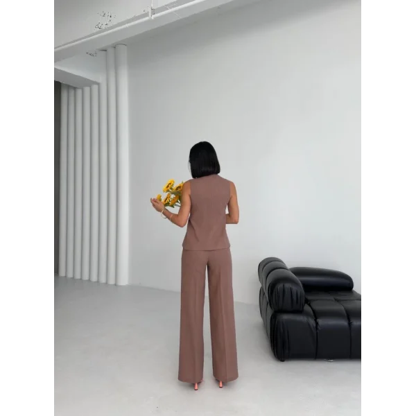 Ti̇na Asi̇metri̇k Keten Yelek Pantolon Takim