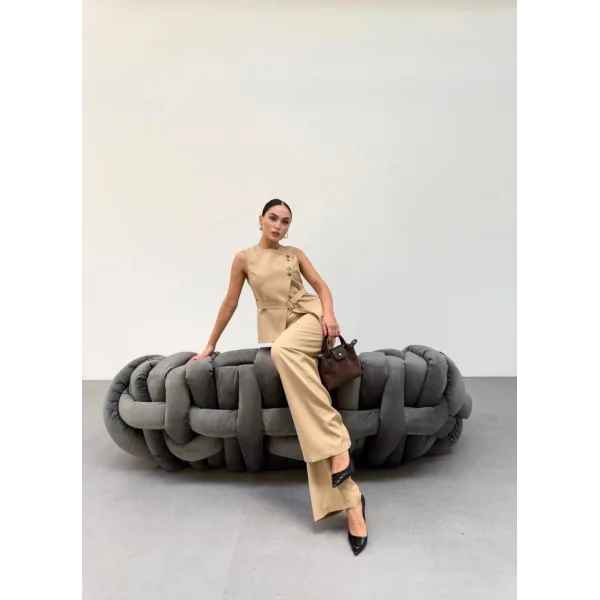 Ti̇na Asi̇metri̇k Yelek Pantolon İki̇li̇ Takim