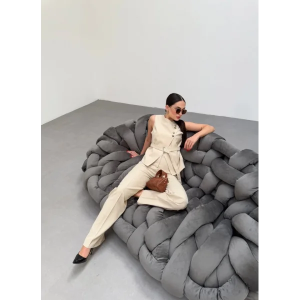 Ti̇na Asi̇metri̇k Yelek Pantolon İki̇li̇ Takim