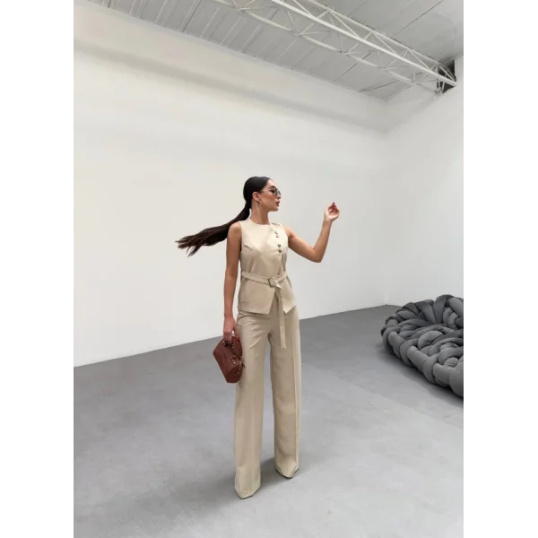 Ti̇na Asi̇metri̇k Yelek Pantolon İki̇li̇ Takim