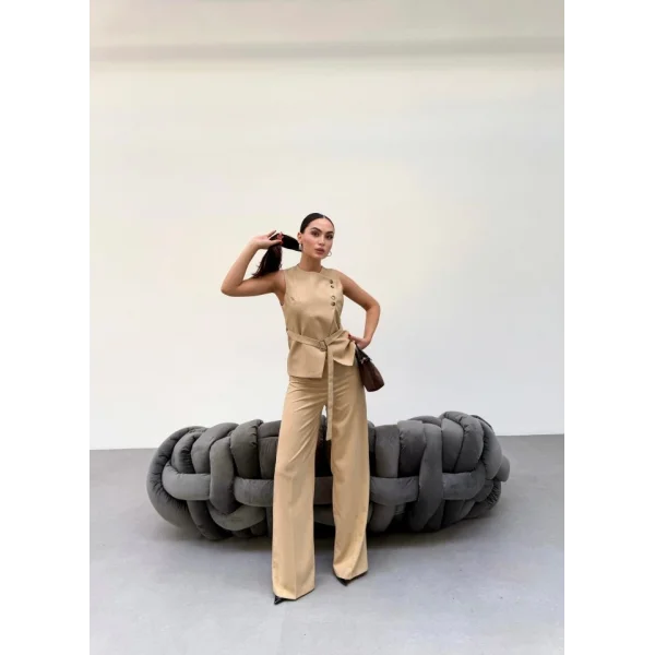 Ti̇na Asi̇metri̇k Yelek Pantolon İki̇li̇ Takim