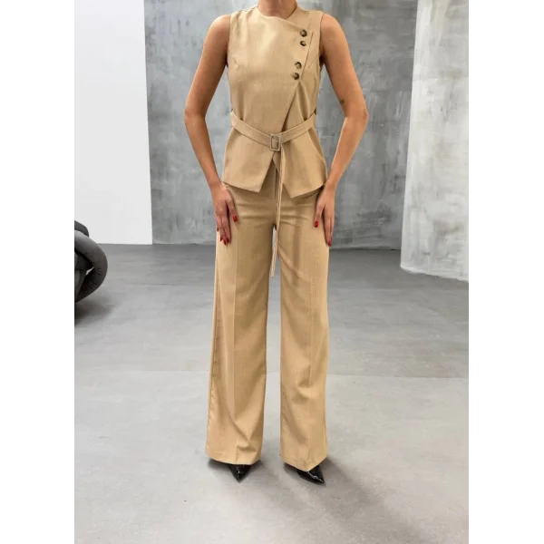 Ti̇na Asi̇metri̇k Yelek Pantolon İki̇li̇ Takim