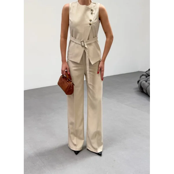 Ti̇na Asi̇metri̇k Yelek Pantolon İki̇li̇ Takim