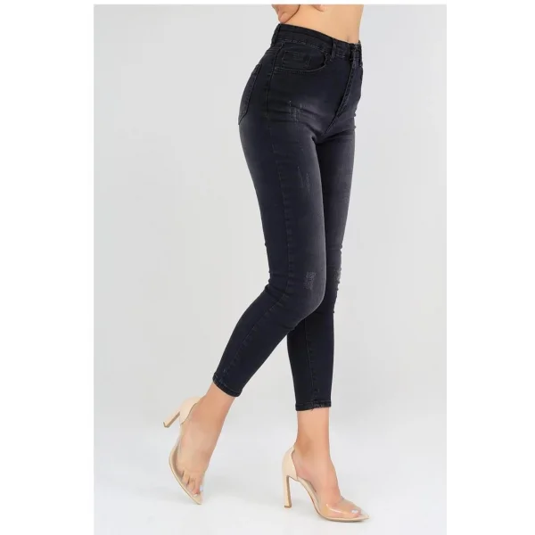 Tırnak Işlemli Yüksek Bel Likralı Kot Pantolon86cm