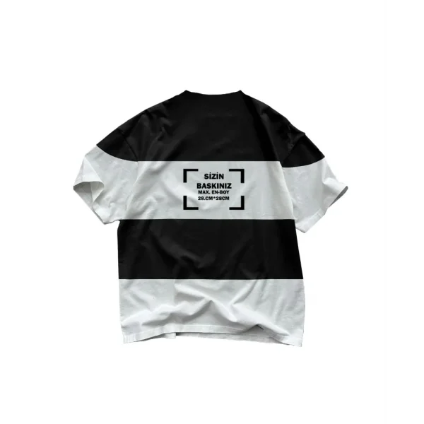 Tişört Tasarla Çizgili - Beyaz-Siyah