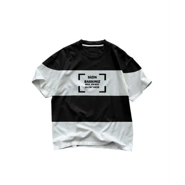 Tişört Tasarla Çizgili - Beyaz-Siyah