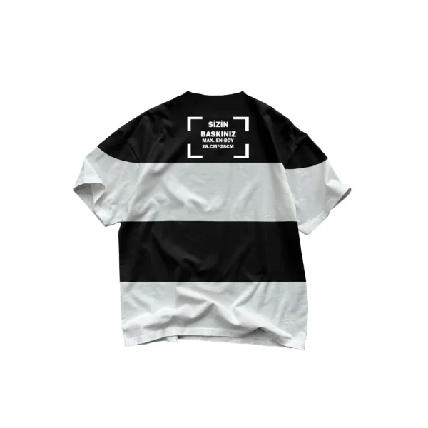 Tişört Tasarla Çizgili - Beyaz-Siyah