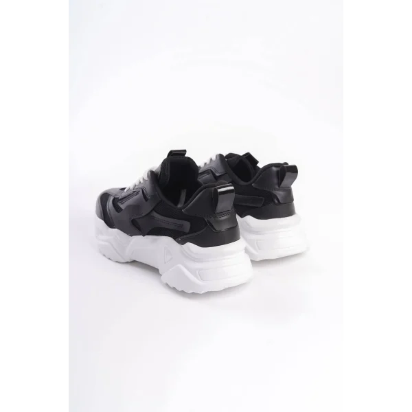 TOKYO Bağcıklı Ortopedik Taban Triko Detaylı Kadın Spor Ayakkabı  TBT - Siyah