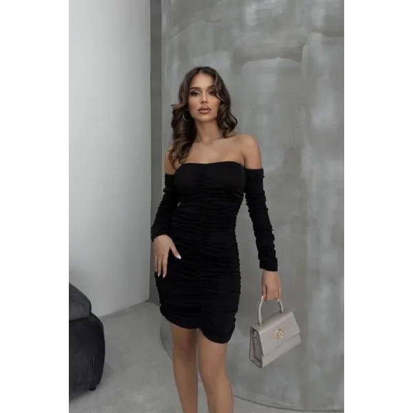 Towel Büzgülü Mini Buzzy Elbise 2655-8