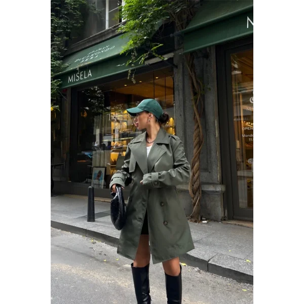 TRENCH KISA ŞANEL BOY - Haki