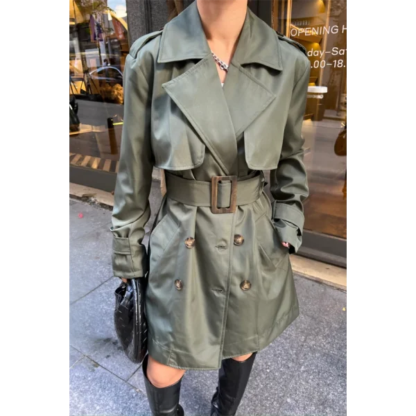 TRENCH KISA ŞANEL BOY - Haki