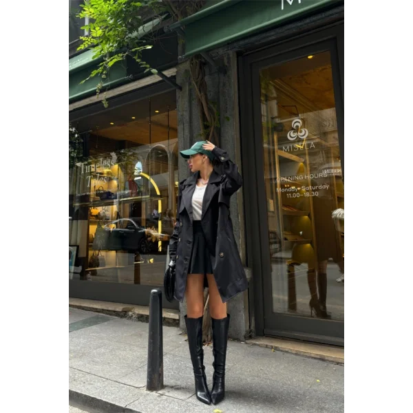 TRENCH KISA ŞANEL BOY - Siyah