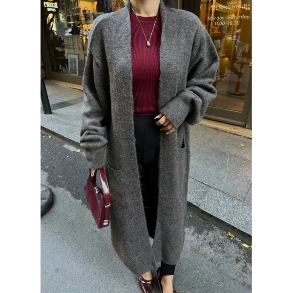 Triko Cepli Uzun Hırka- İndigo