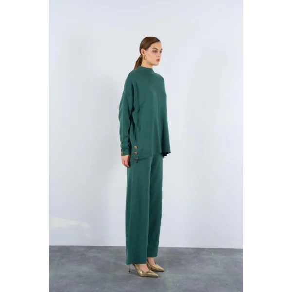 Triko Düğmeli Takım  Açık Haki