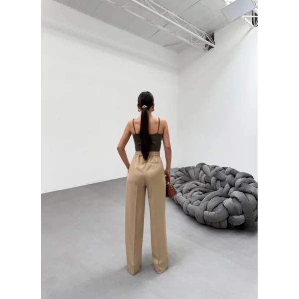 Trio Arka Bel Lasti̇k Detayli Palazzo Pantolon