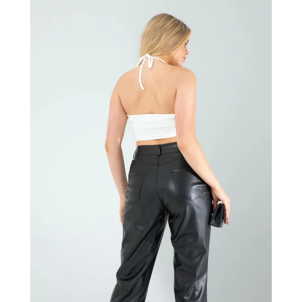 Tül Detay Boyundan Bağlamalı Askılı Bluz