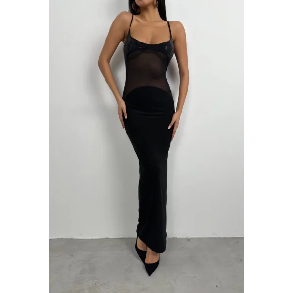 Tül Garnili Payetli axi Elbise