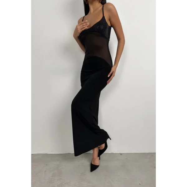 Tül Garnili Payetli axi Elbise