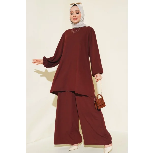 Tunik Pantolon Alt Üst Takım 6663 - Bordo
