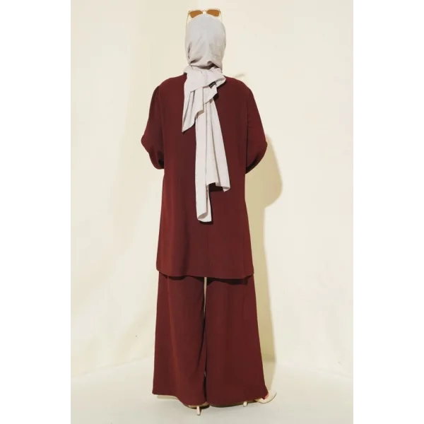 Tunik Pantolon Alt Üst Takım 6663 - Bordo