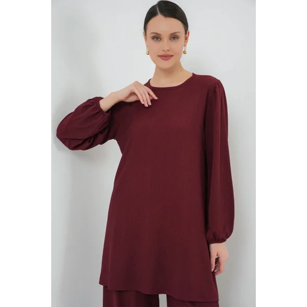 Tunik Pantolon Alt Üst Takım 6663 - Bordo
