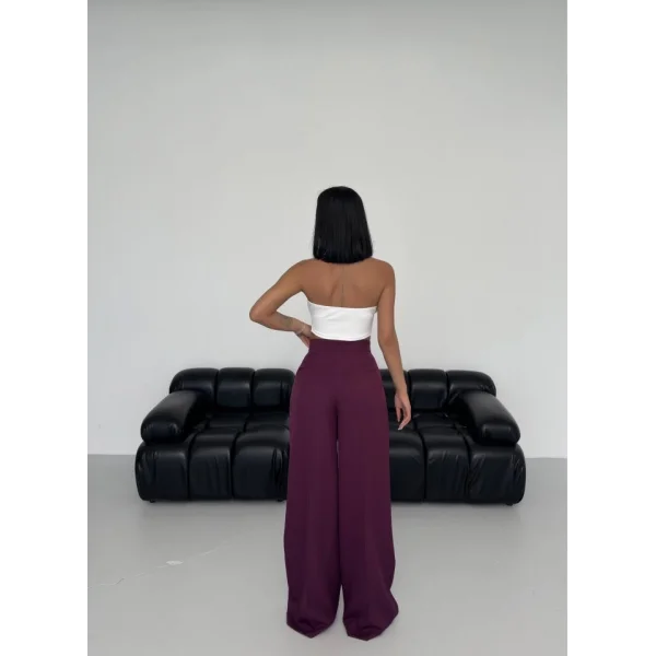 Üç Düğme Detayli Palazzo Pantolon