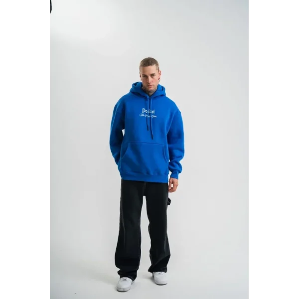 Üç İplik Kapşonlu Dijital Patchli SweatShirt - Mavi