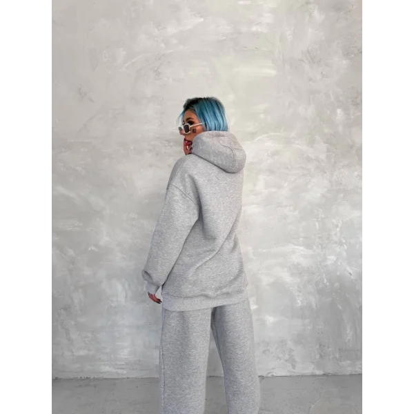 Üç İplik Kapşonlu Eşofman Takım  Gri