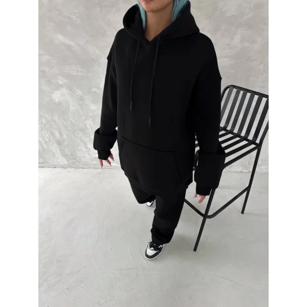 Üç İplik Kapşonlu Eşofman Takım  iyah